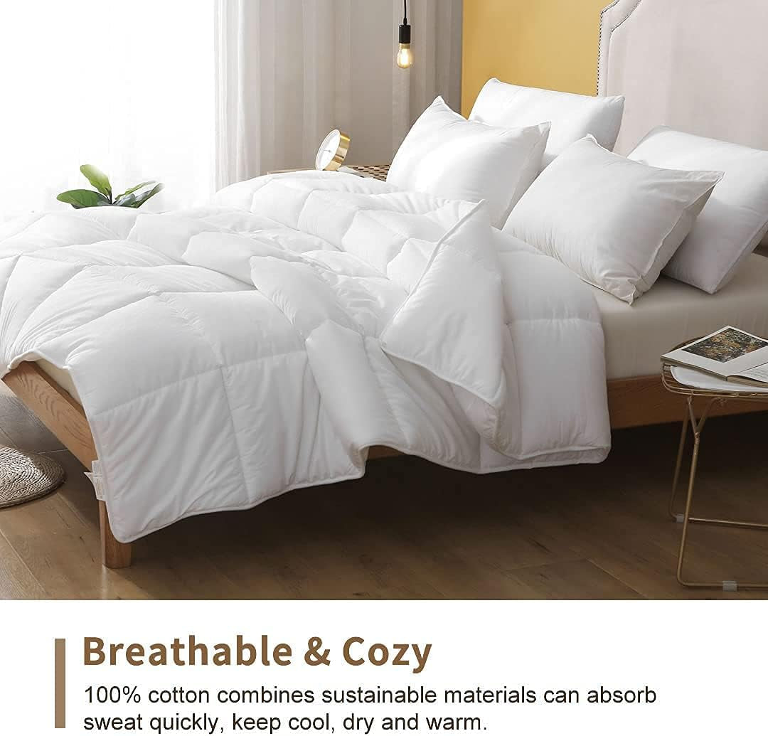 Egyptian Cotton Duvets - Luxurious All Seasons - Anit-Allergy Quilts/Duvets Luxury White Cotton Plain Soft Easy Care Duvet Quilt Bedding Set - Ultra Soft - UK Made (4.5 Tog, Double)
