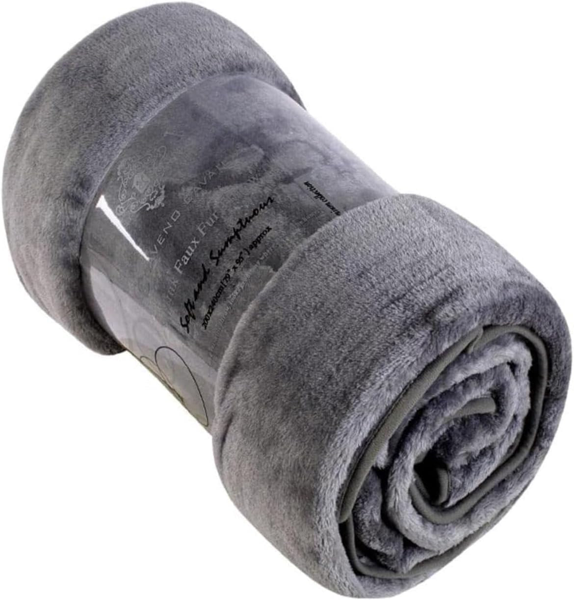 New Thermal Charcoal Faux Fur Mink Throw Blanket Soft Warm Thick Bed Sofa Single Double King (Charcoal Grey, Double 150X200Cm)
