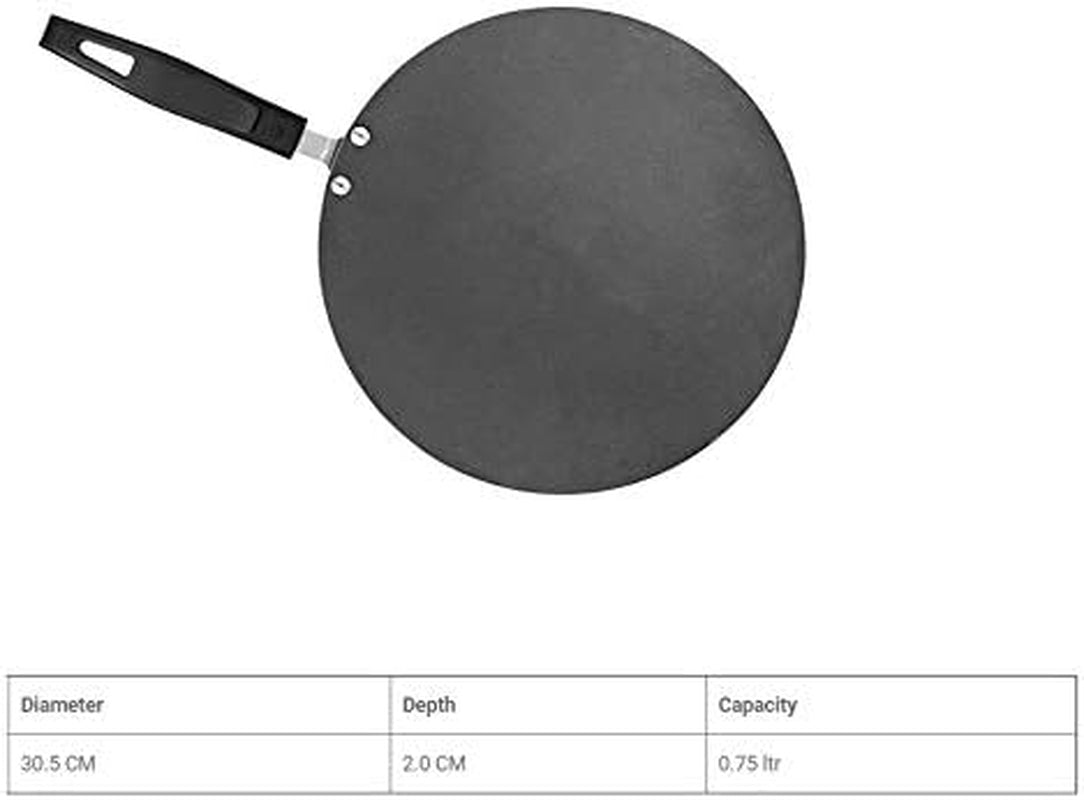 30.5Cm Non Stick Stainless Steel Traditional Tawa Roti Tawa Chappati Tawa Dosa Tawa Pan Pav Bhaji Plate with Heavy Duty Handle