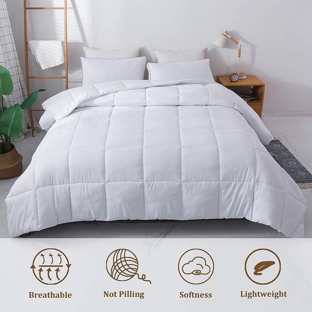 Oversized Duvets Anit-Allergy Hollowfiber Quilts/Duvets Luxury White Corvin Plain Reverse Soft Easy Care Duvet Quilt Bedding Set UK Made (4.5 Tog, Single)