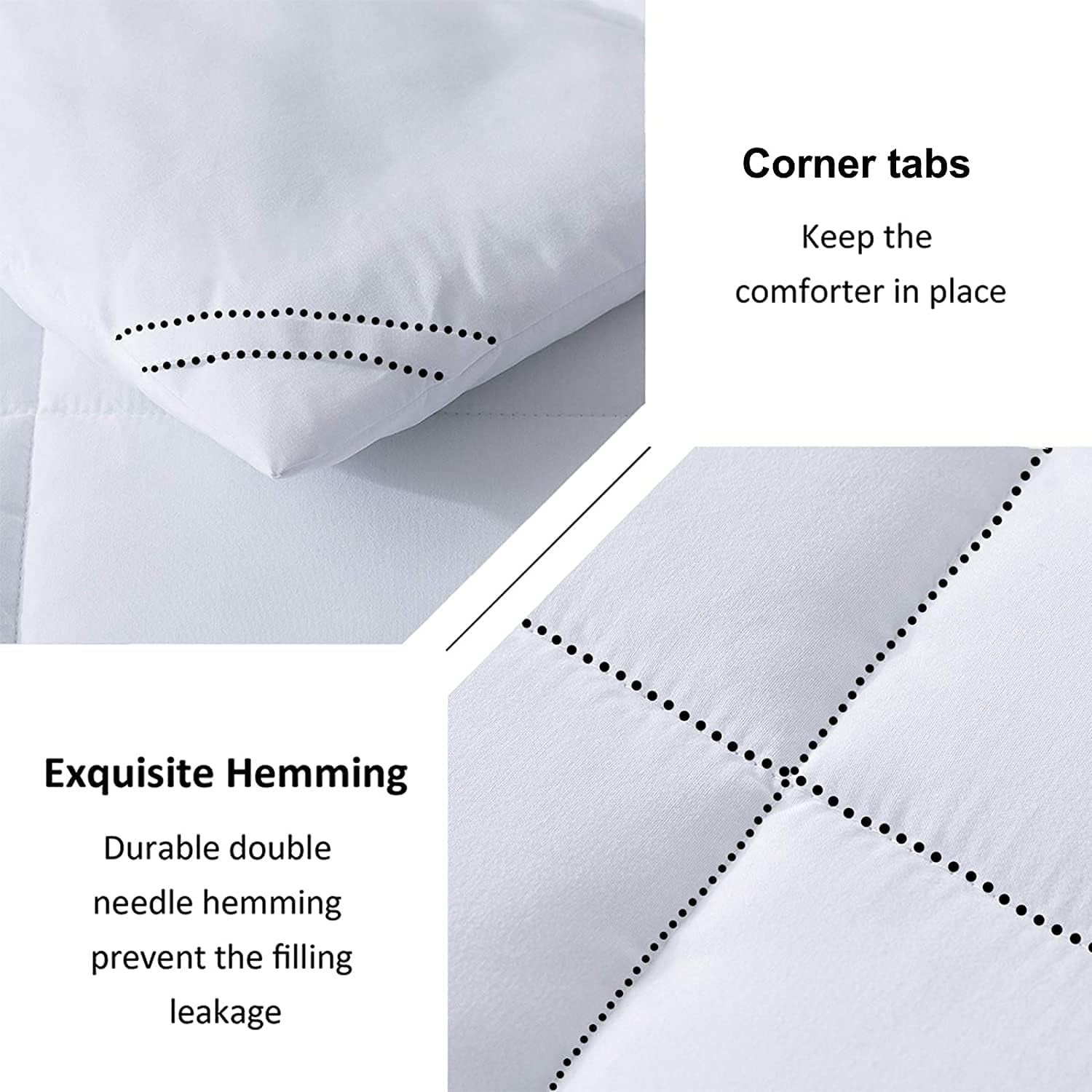 Oversized Duvets Anit-Allergy Hollowfiber Quilts/Duvets Luxury White Corvin Plain Reverse Soft Easy Care Duvet Quilt Bedding Set UK Made (4.5 Tog, Single)