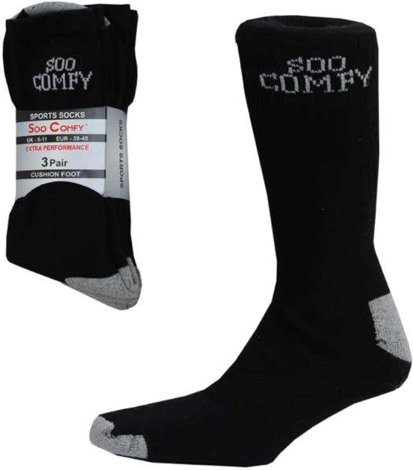 Black 12 Pairs Men Sport Socks Size 6-11 Breathable Thick Cotton Cushion Crew Compression Ankle Support - Outdoor Multipack Performance Hiking Trekking Walking Athletic Socks