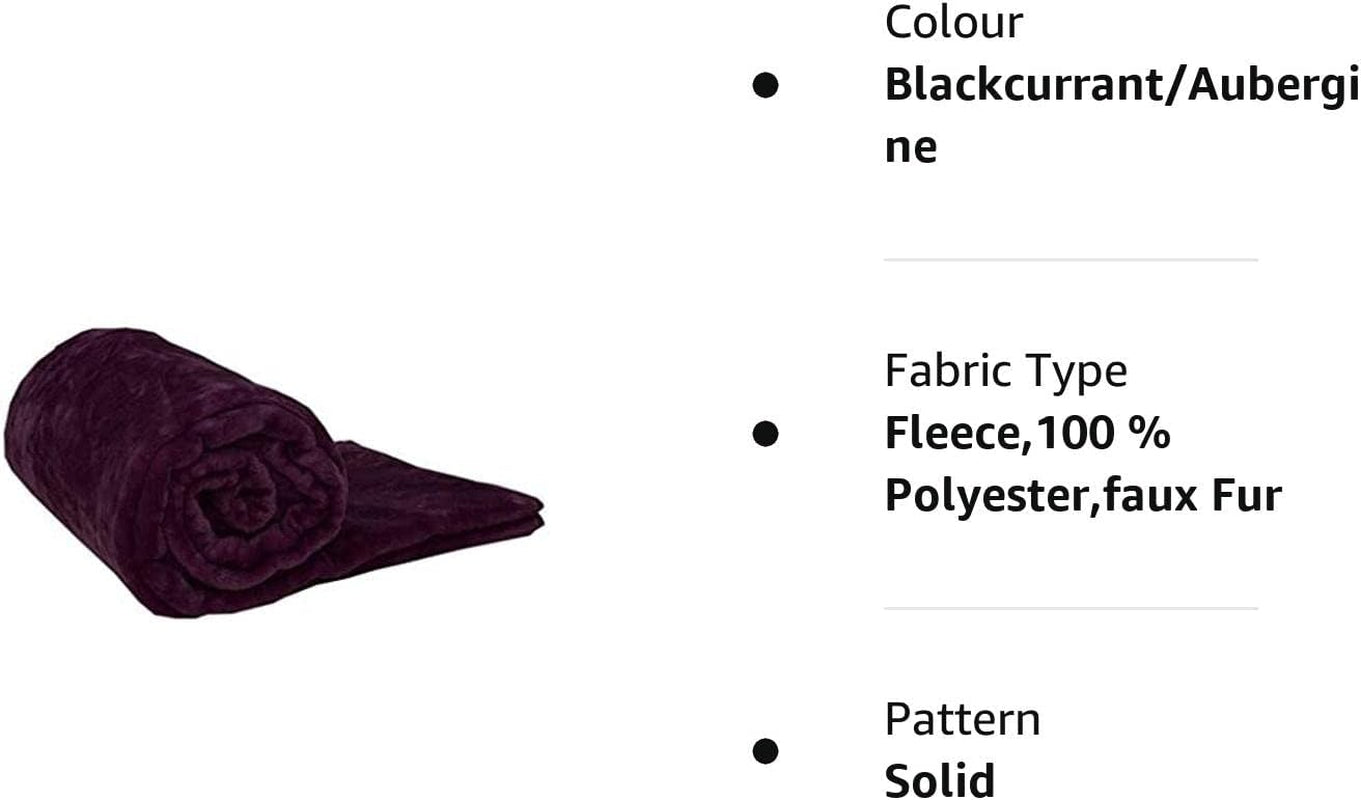 Fleece Faux Fur Roll Mink THROW Throws/Bed Blanket Beautiful Colours (Single, Blackcurrant/Aubergine)