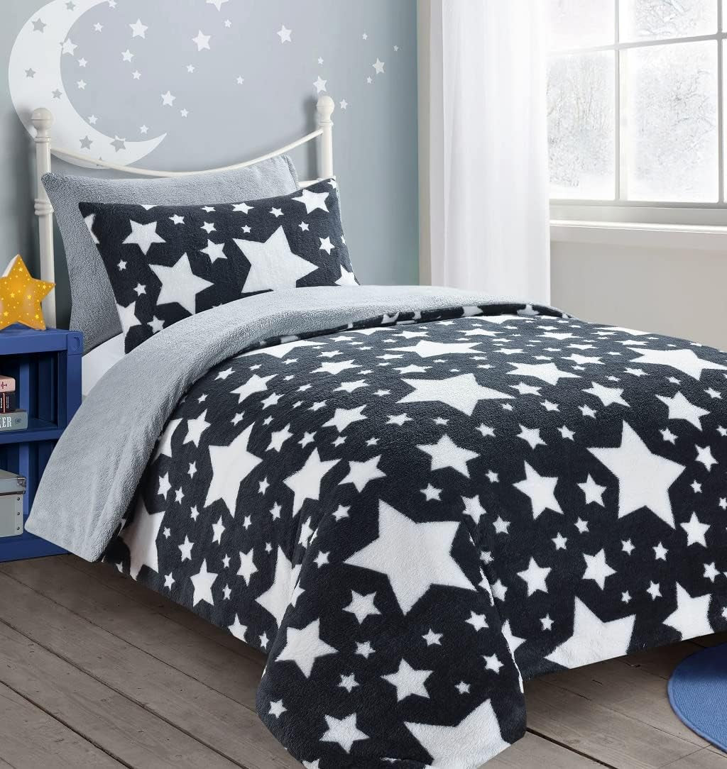 Fluffy Fleece Bedding Set- Super Soft Thermal Warm Fleece for Kids and Adults Quilt Cover & Bedding Sets- Cuddly Sherpa Quilt (Dinosaur, Single)