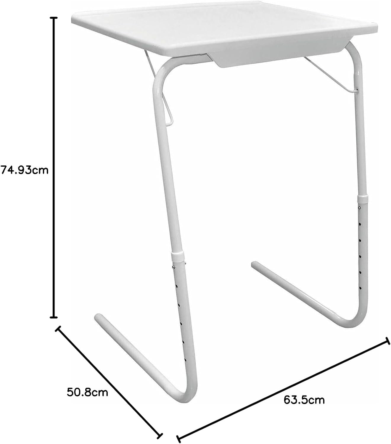 Table Mate II Tv Tray Table - Extra Wide Folding Tv Dinner Table, Couch Table Trays for Eating Snack Food, Stowaway Laptop Stand, Portable Bed Dinner Tray - Adjustable Desk with 3 Angles, White
