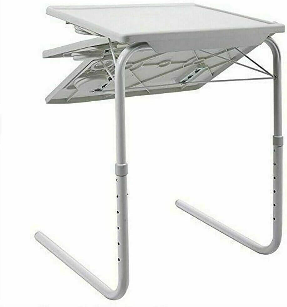 Table Mate II Tv Tray Table - Extra Wide Folding Tv Dinner Table, Couch Table Trays for Eating Snack Food, Stowaway Laptop Stand, Portable Bed Dinner Tray - Adjustable Desk with 3 Angles, White