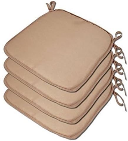NIGHTS Luxury Garden, Dining Chair Foam Cushions Tie On Seat Pads in set of 2,4,6 or 8 ~ BRITISH STYLE ~ (Latte, PACK OF 8)