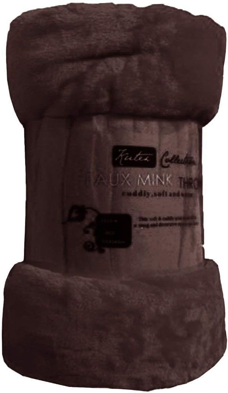 Fleece Faux Fur Roll Mink THROW Throws/Bed Blanket Beautiful Colours (King, Brown)