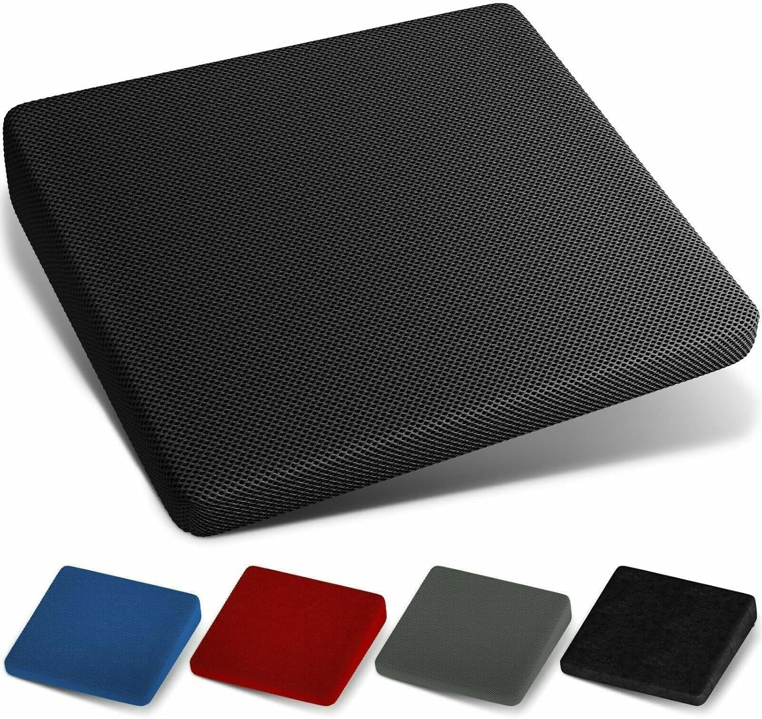 Memory Foam Wedge Cushion for Back Support, Pain Relief Posture Correction and Height Boost | Orthopaedic Seat Pad with Washable, Breathable 3D Mesh Cover - with anti Slip Bottom (Black)