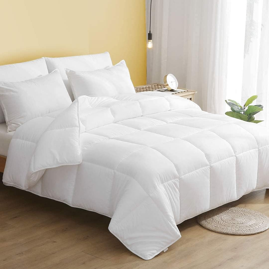 Egyptian Cotton Duvets - Luxurious All Seasons - Anit-Allergy Quilts/Duvets Luxury White Cotton Plain Soft Easy Care Duvet Quilt Bedding Set - Ultra Soft - UK Made (4.5 Tog, Double)