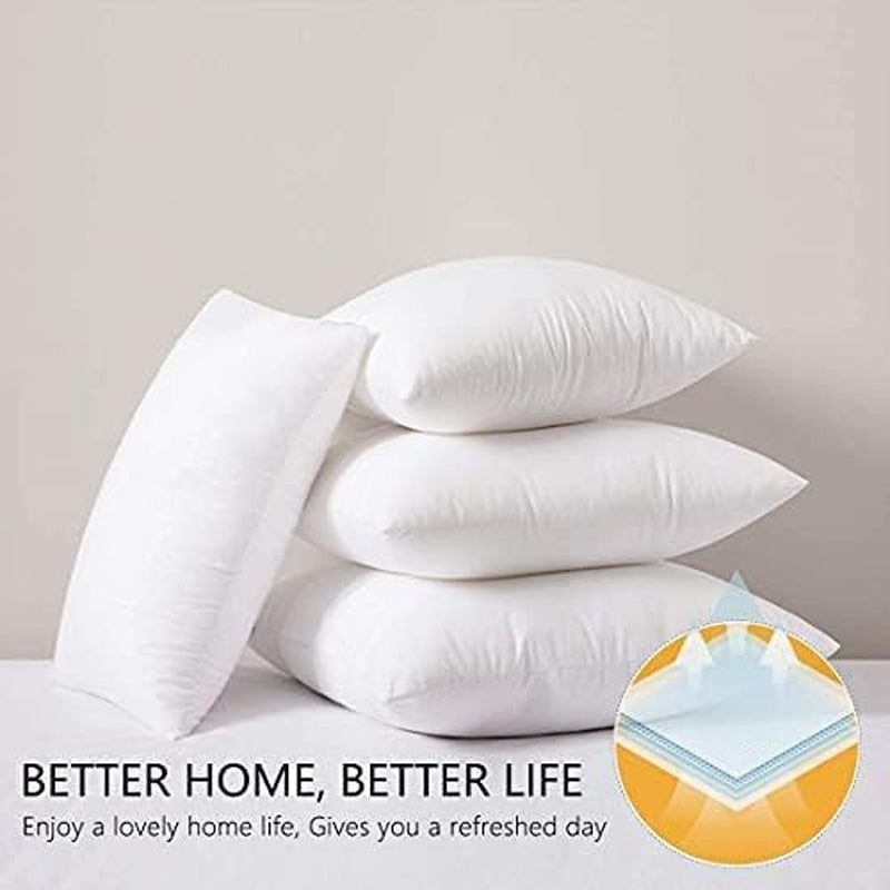 (Pack of 4) Hollowfiber Square Cushion Inner Pads -Hotel Quality Insert Fillers for Back Support- Bounce Back Cushion Stuffers for Sofa and Couch(18