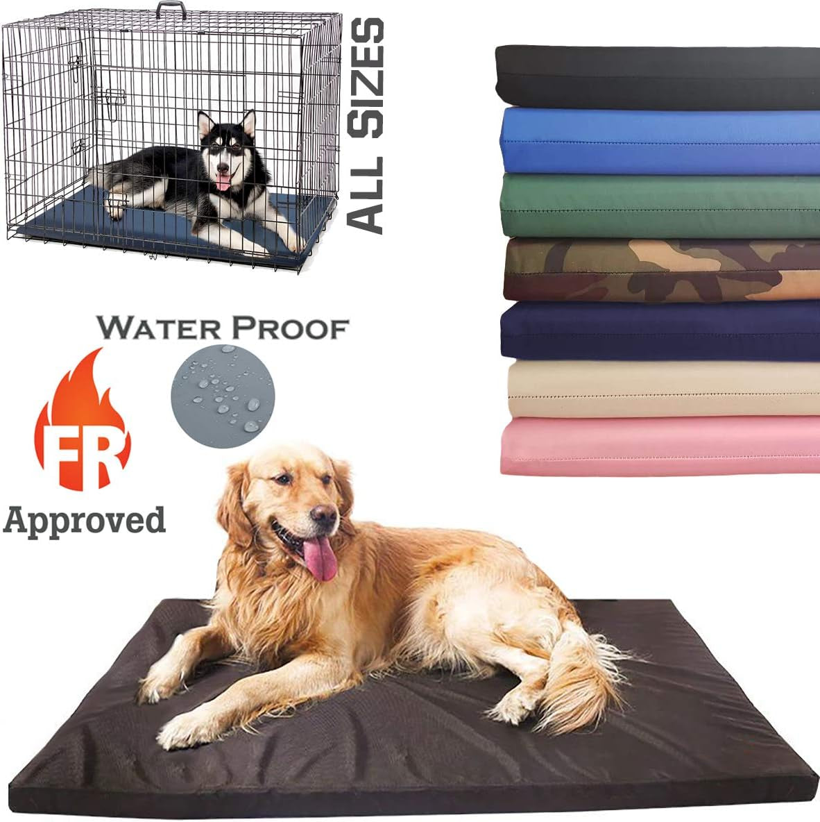 Home Essentials Inc Waterproof Dog Beds, Durable Cool Washable Cover Orthopaedic Foam Mat, Cushion Mattress for Dogs, Cats, Other Small and Big Pets, Great for Dogs Cats in Hot Summer (Large, Black)