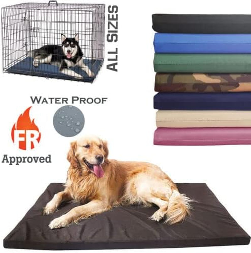 Waterproof Dog Cage Mat FR Approved Heavy Duty Mattress Outdoor Crate Bed Pad (Large (108X72X5Cm), Black)