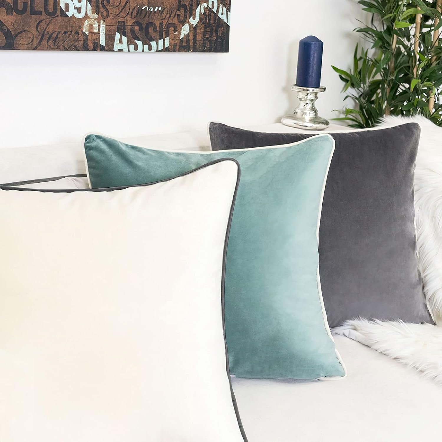 Duck Feather & down Cushion Pad Inner Insert, Fillers, Cushions Super Soft White 100% Cotton down Proof Cover, Best White Cushion Inserts, Cotton Shell (24 X 24 in (60X60Cm))