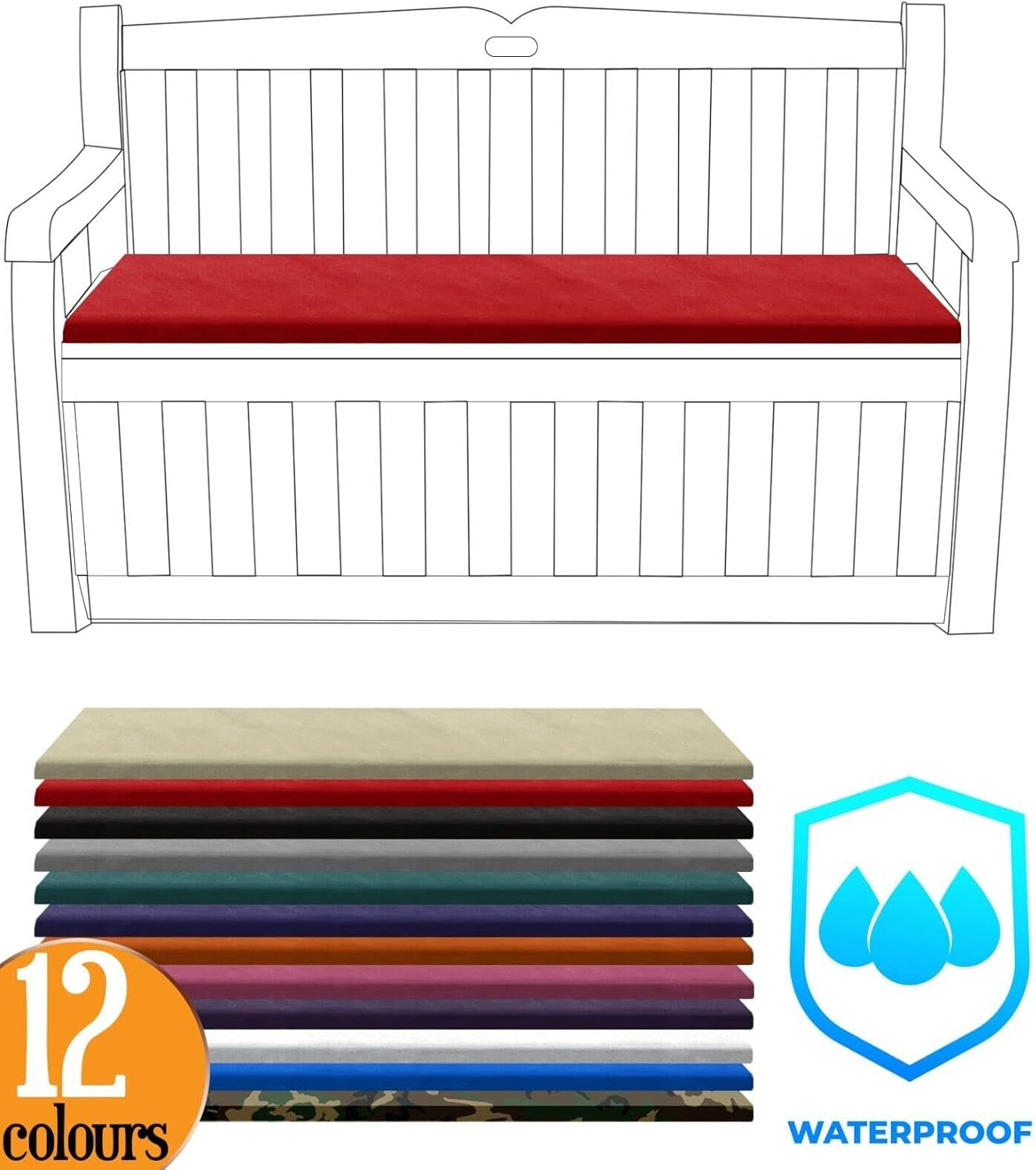 Outdoor/Indoor Water Resistant 2 Seater Bench and Patio Furniture Padded Cushion Only Garden Furniture Pad 108 X 45 X 6 Thick (Grey)