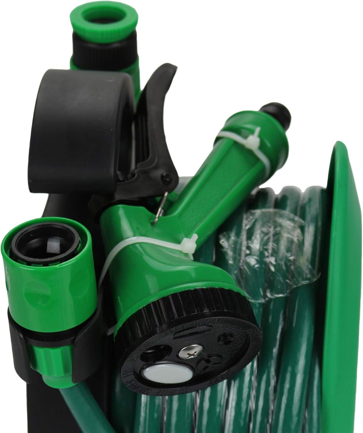 Trading Innovation 10 Meter Hose Pipe Set Mini Garden | Heavy Duty Flexible & Leak Proof | Watering Tangle Free Hose Pipe Reel Spray HQ Patio Set High Pressure Water Hose Spray (Green)