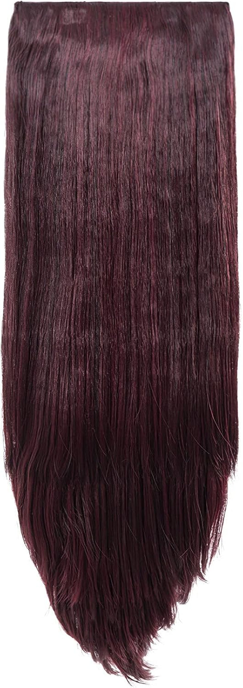 Clip in Thick Straight Hair Extension - 8 Weft Clip in Heat Resistant Hair Extension - Length: 20″ Inches - 300 Gram, 8 Pieces Long Straight Hair Extension Completely Natural (Black Cherry)
