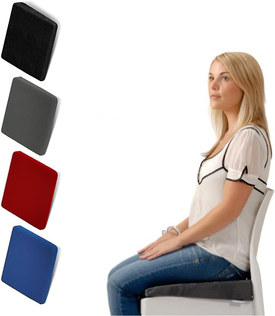 Memory Foam Wedge Cushion for Back Support, Pain Relief Posture Correction and Height Boost | Orthopaedic Seat Pad with Washable, Breathable 3D Mesh Cover - with anti Slip Bottom (Black)