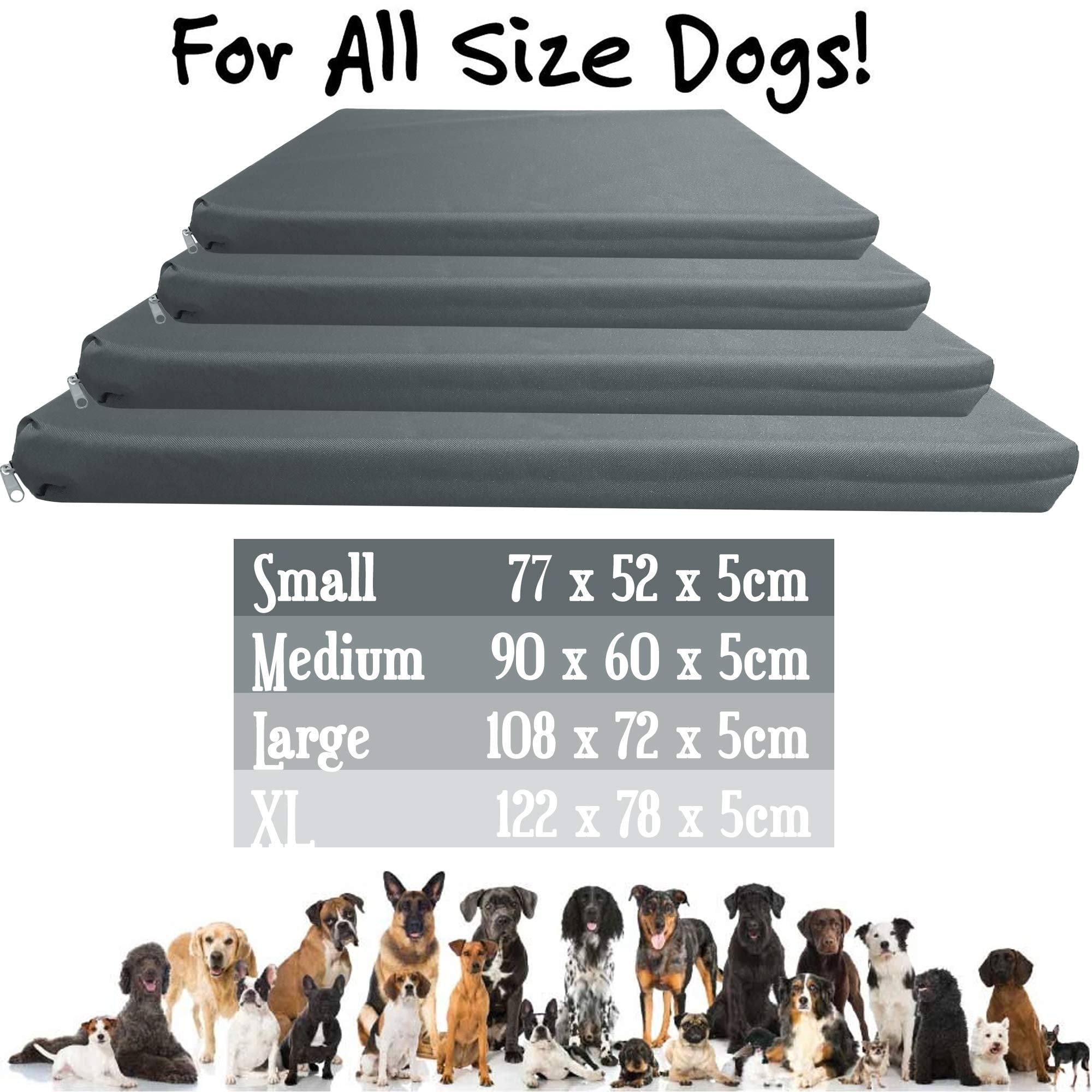Strong, Sturdy and Waterproof Dog Bed, Premium High Density Foam, Durable Cool Washable Cover, Cushion Mattress for Dogs, Cats, Other Small and Big Pets, Great for Dogs Cats (Medium, Blue)