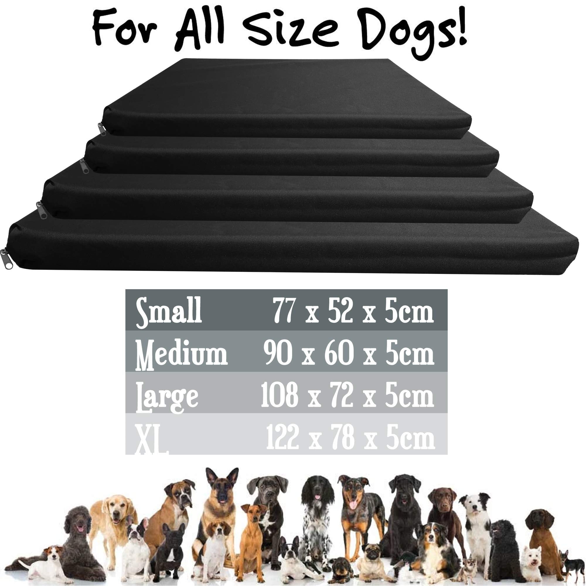 Strong, Sturdy and Waterproof Dog Bed, Premium High Density Foam, Durable Cool Washable Cover, Cushion Mattress for Dogs, Cats, Other Small and Big Pets, Great for Dogs Cats (Medium, Blue)