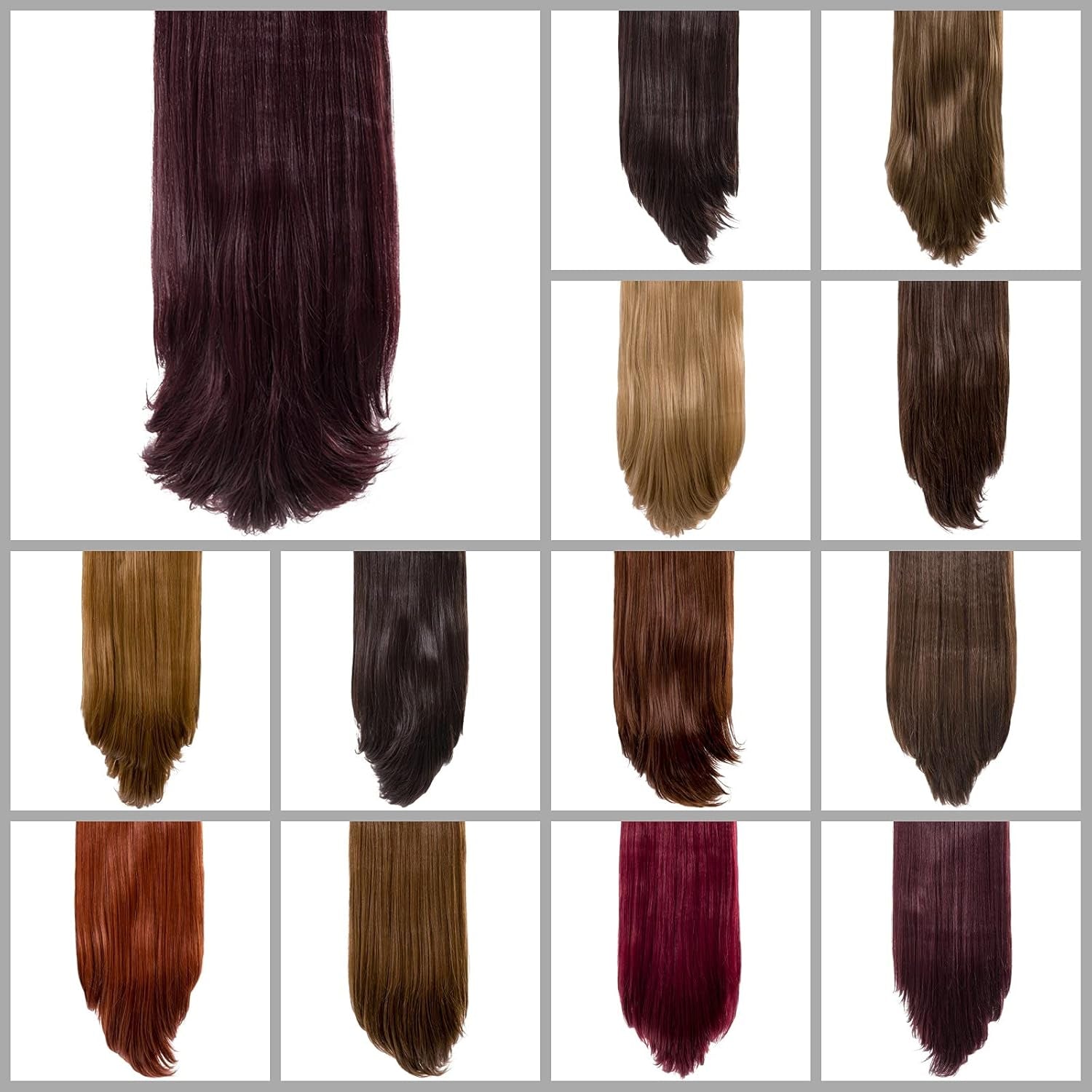 Clip in Thick Straight Hair Extension - 8 Weft Clip in Heat Resistant Hair Extension - Length: 20″ Inches - 300 Gram, 8 Pieces Long Straight Hair Extension Completely Natural (Black Cherry)