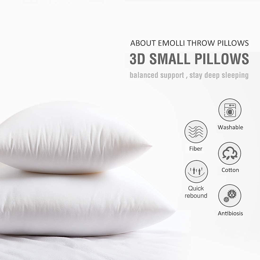 Deep Filled Cushion Inserts White Pads Bounce Back Hollow Virgin Fibre Fillers for Decorative Cushion Covers for Bed Sofa Outdoor Cushion Inners (27