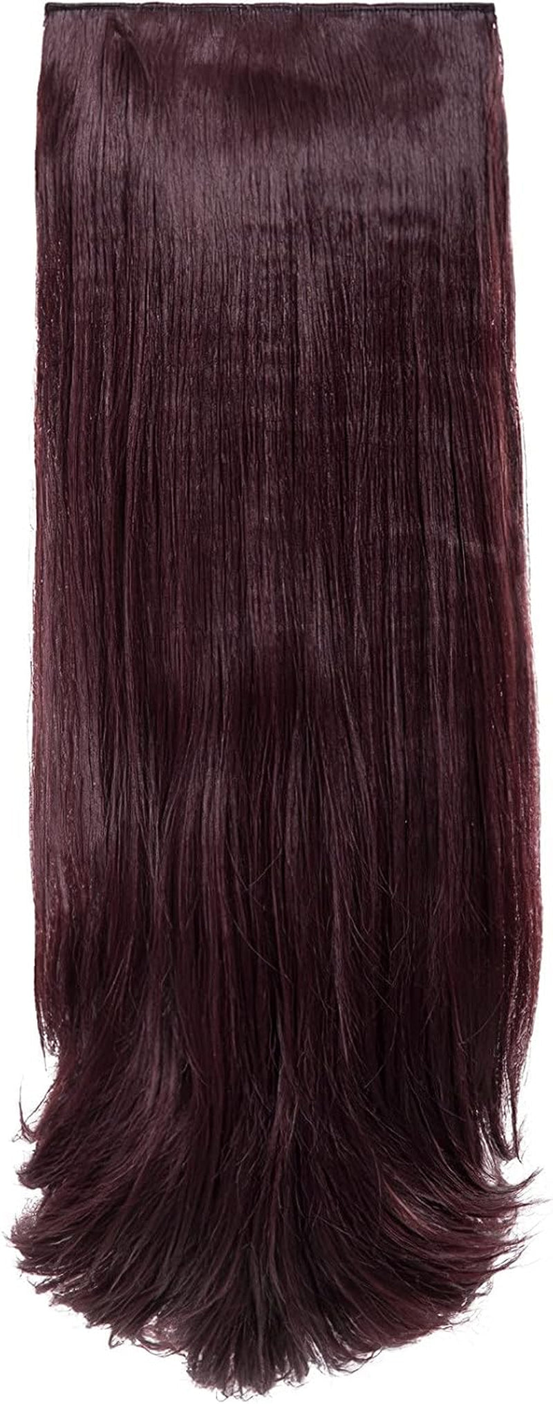 Clip in Thick Straight Hair Extension - 8 Weft Clip in Heat Resistant Hair Extension - Length: 20″ Inches - 300 Gram, 8 Pieces Long Straight Hair Extension Completely Natural (Black Cherry)