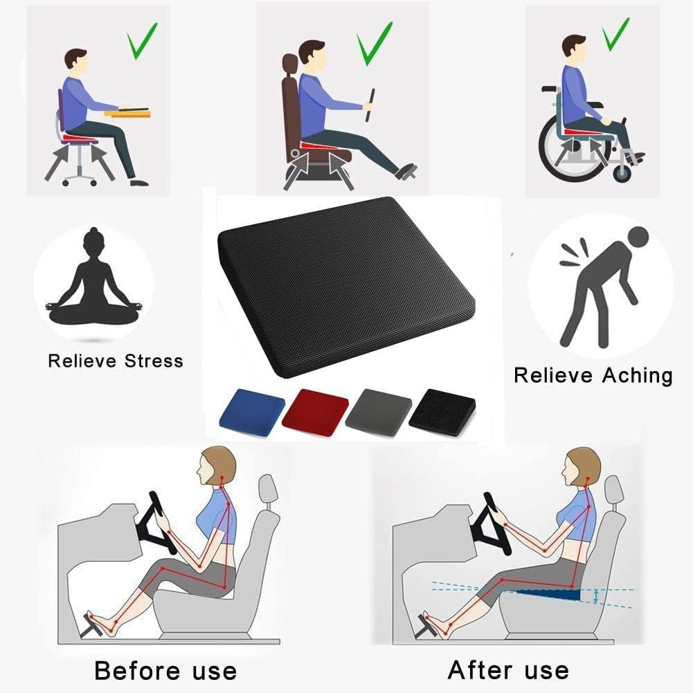 Memory Foam Wedge Cushion for Back Support, Pain Relief Posture Correction and Height Boost | Orthopaedic Seat Pad with Washable, Breathable 3D Mesh Cover - with anti Slip Bottom (Black)