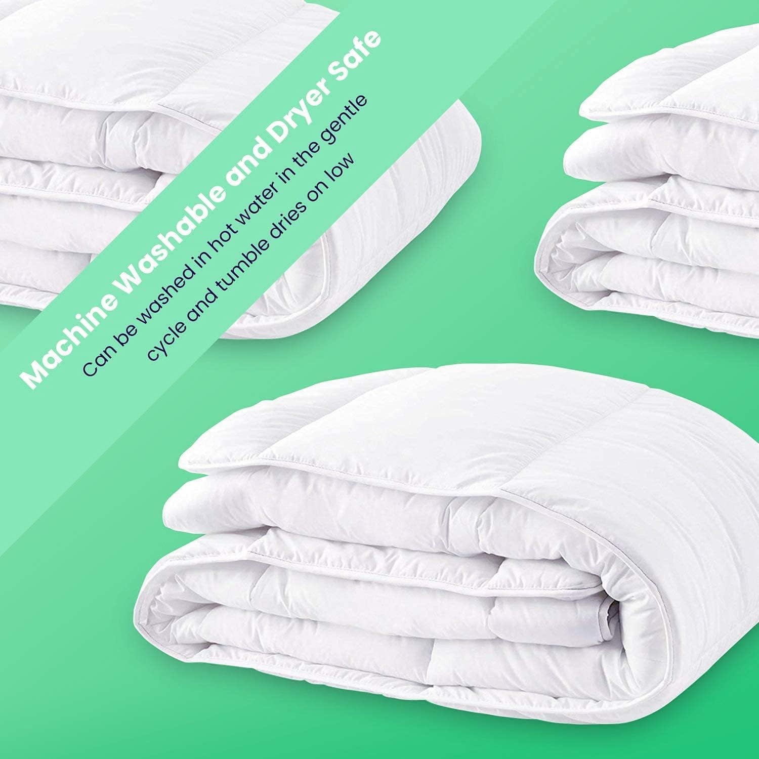 Oversized Duvets Anit-Allergy Hollowfiber Quilts/Duvets Luxury White Corvin Plain Reverse Soft Easy Care Duvet Quilt Bedding Set UK Made (4.5 Tog, Single)