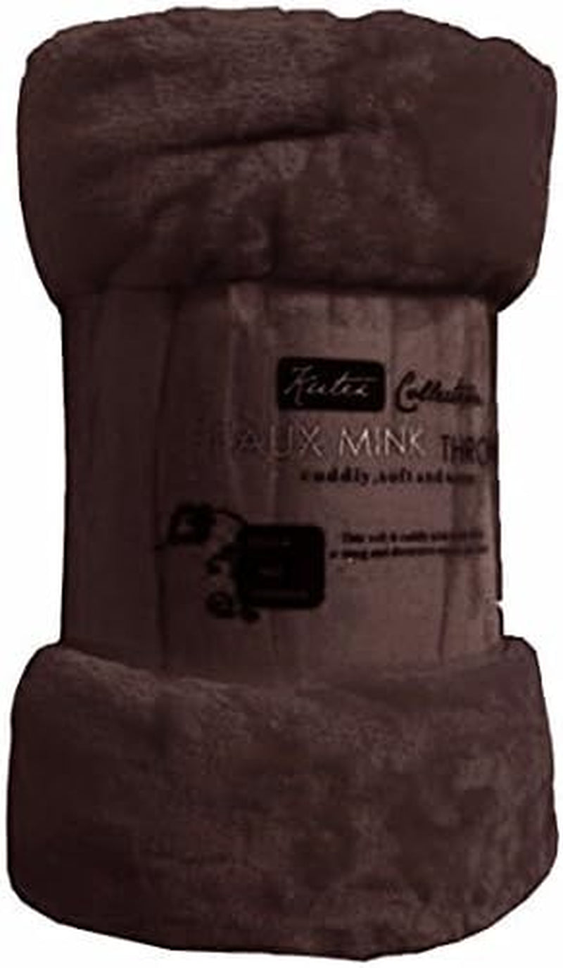 Fleece Faux Fur Roll Mink THROW Throws/Bed Blanket Beautiful Colours (Double, Brown)