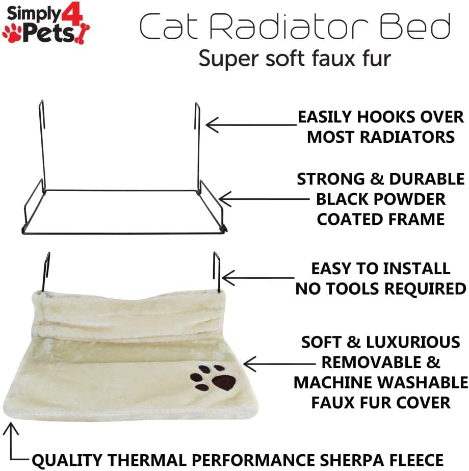 SIMPLY 4 PETS Quality Pet Products Soft Washable Radiator Cat Bed Specially Made for Cats
