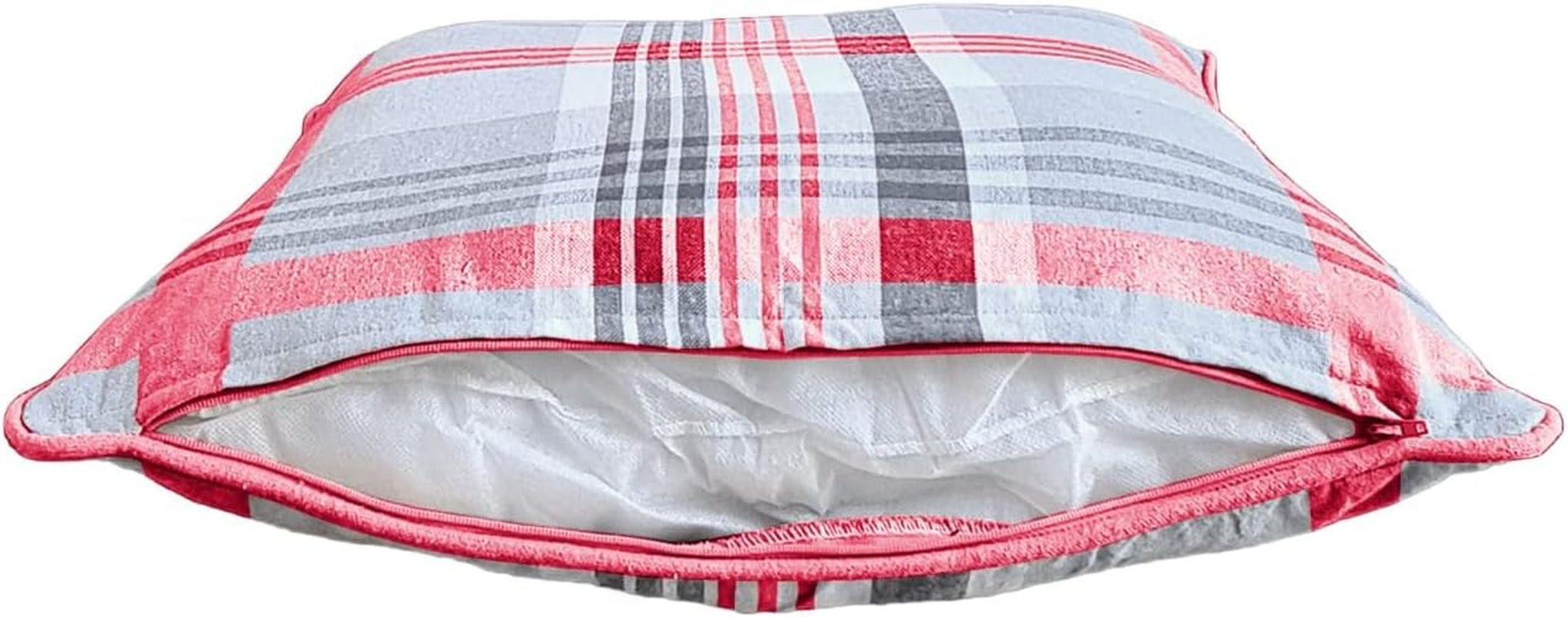 Tartan Check Plaid Design, Tartan Cushion with Covers, Cotton Tartan Scottish Checked Edge Cushion, Striped Decorative Pillowcase for Home Sofa Bedroom Living (Pack of 2) (24X24, Pink)