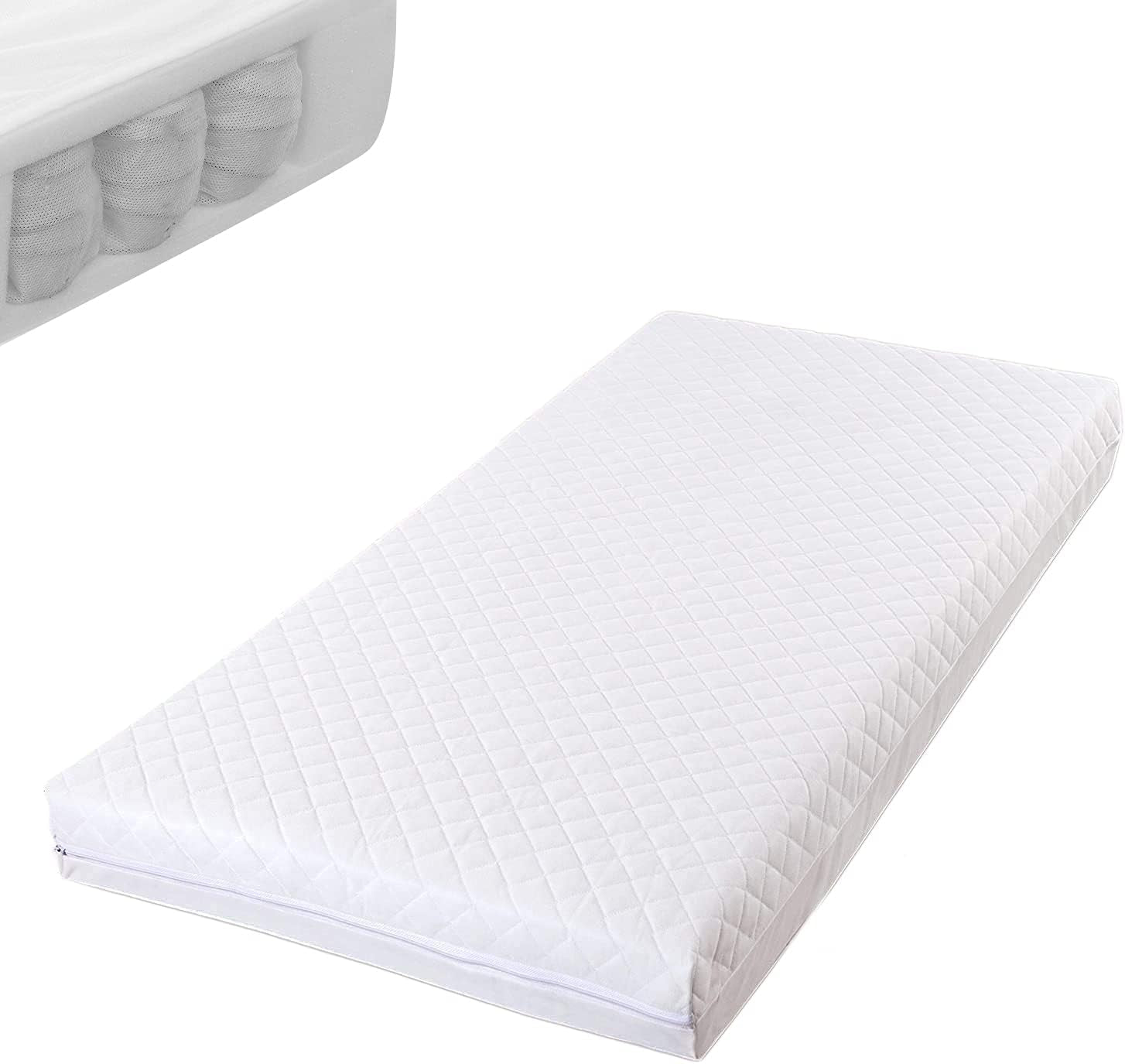 Superior Pocket Spring Cot Bed Mattress - Junior Bed Pocket Sprung Mattress THICK British Made with High Grade Density Foam (140X70X10 Cm)