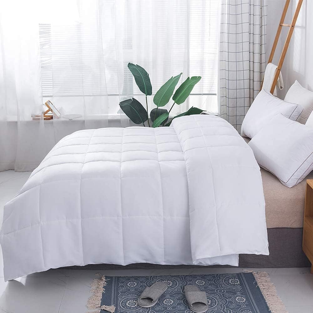 Oversized Duvets Anit-Allergy Hollowfiber Quilts/Duvets Luxury White Corvin Plain Reverse Soft Easy Care Duvet Quilt Bedding Set UK Made (4.5 Tog, Single)