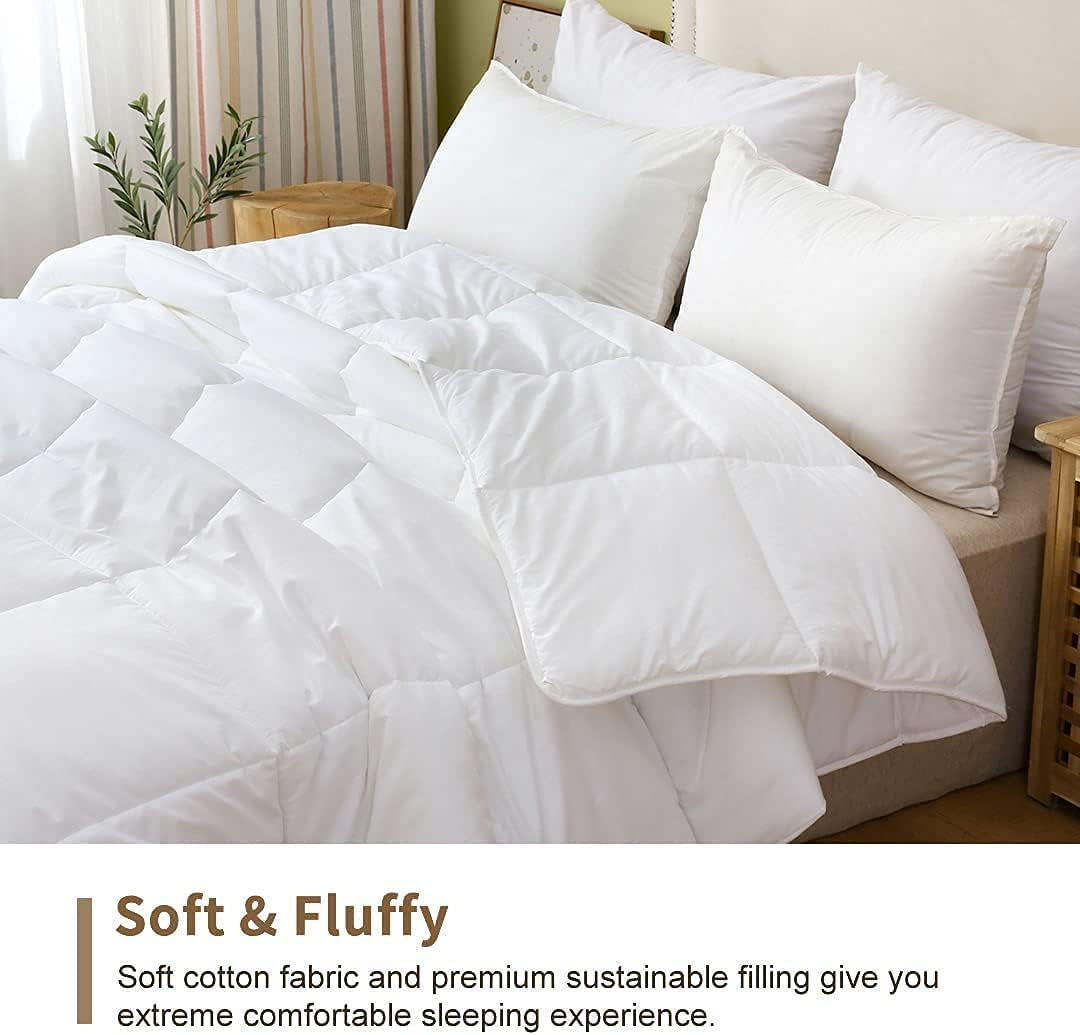 Egyptian Cotton Duvets - Luxurious All Seasons - Anit-Allergy Quilts/Duvets Luxury White Cotton Plain Soft Easy Care Duvet Quilt Bedding Set - Ultra Soft - UK Made (4.5 Tog, Double)