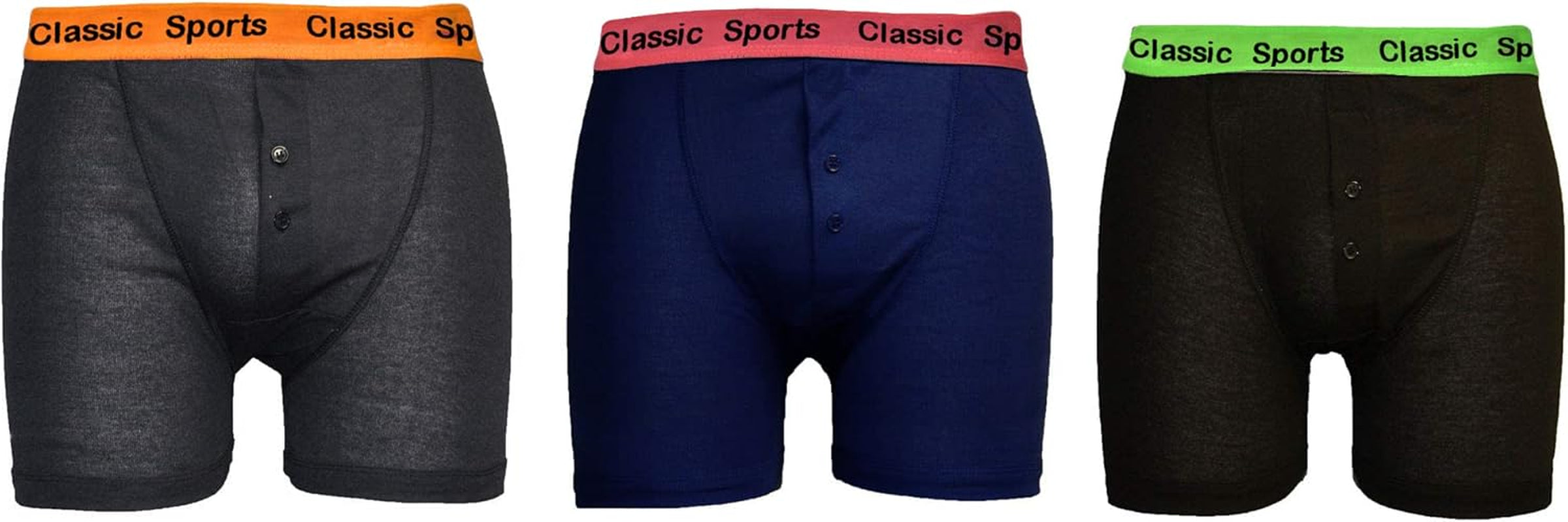 Men'S Cotton Trunks 3 Pack, Neon Bright Fluorescent Stretchy Soft Fitted Boxer Pants, Classic Fit Underwear, Comfortable Boxer Shorts