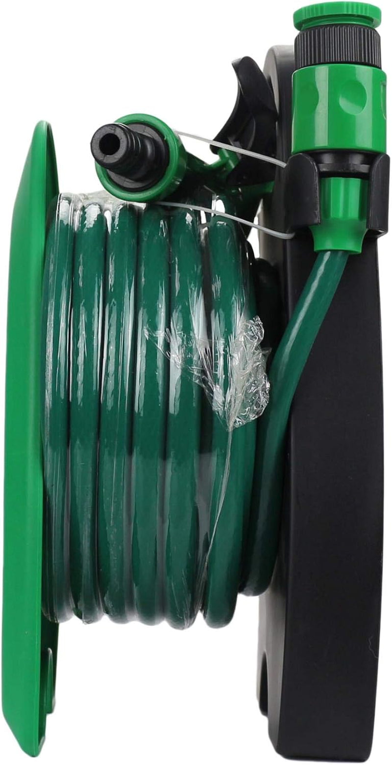 Trading Innovation 10 Meter Hose Pipe Set Mini Garden | Heavy Duty Flexible & Leak Proof | Watering Tangle Free Hose Pipe Reel Spray HQ Patio Set High Pressure Water Hose Spray (Green)