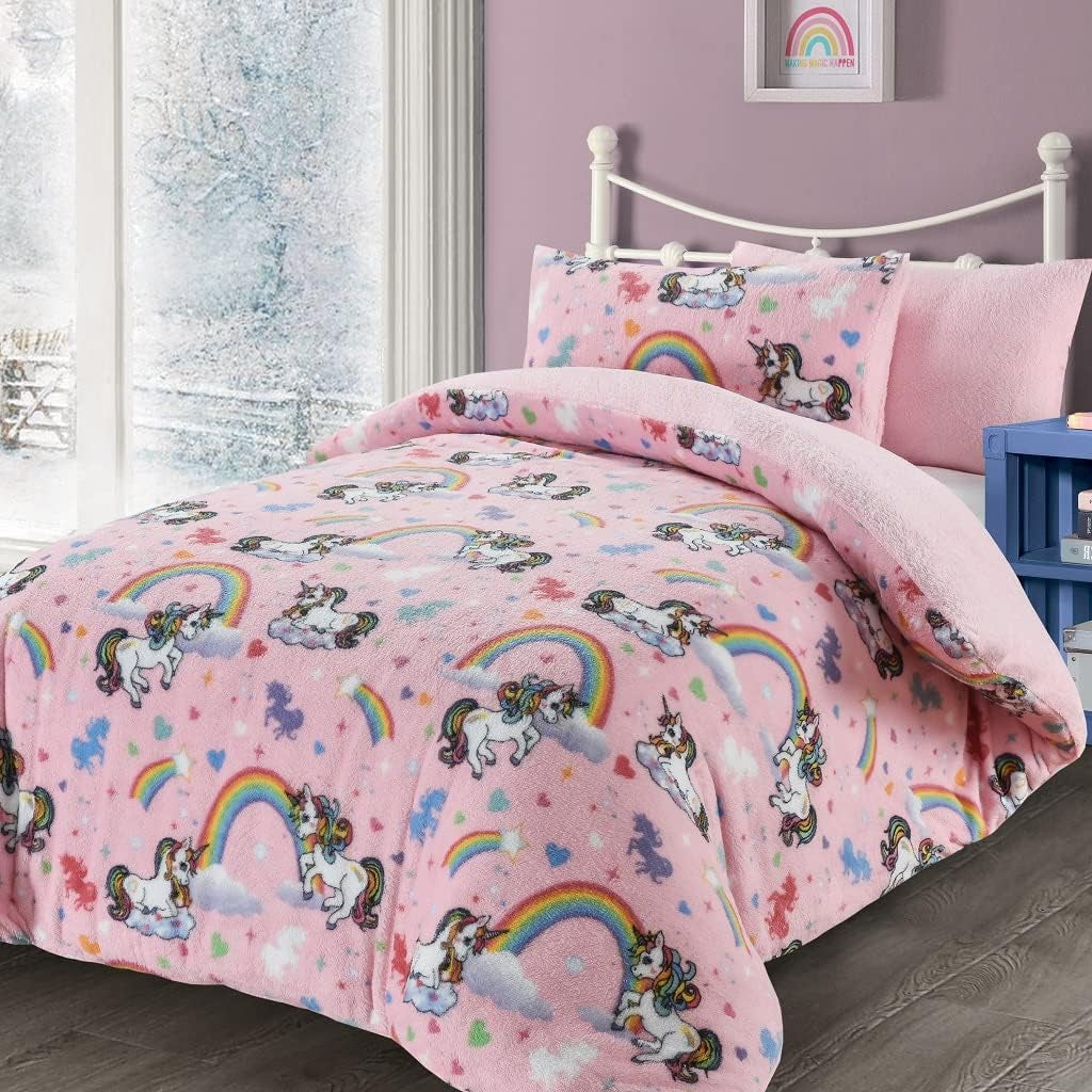 Fluffy Fleece Bedding Set- Super Soft Thermal Warm Fleece for Kids and Adults Quilt Cover & Bedding Sets- Cuddly Sherpa Quilt (Dinosaur, Single)