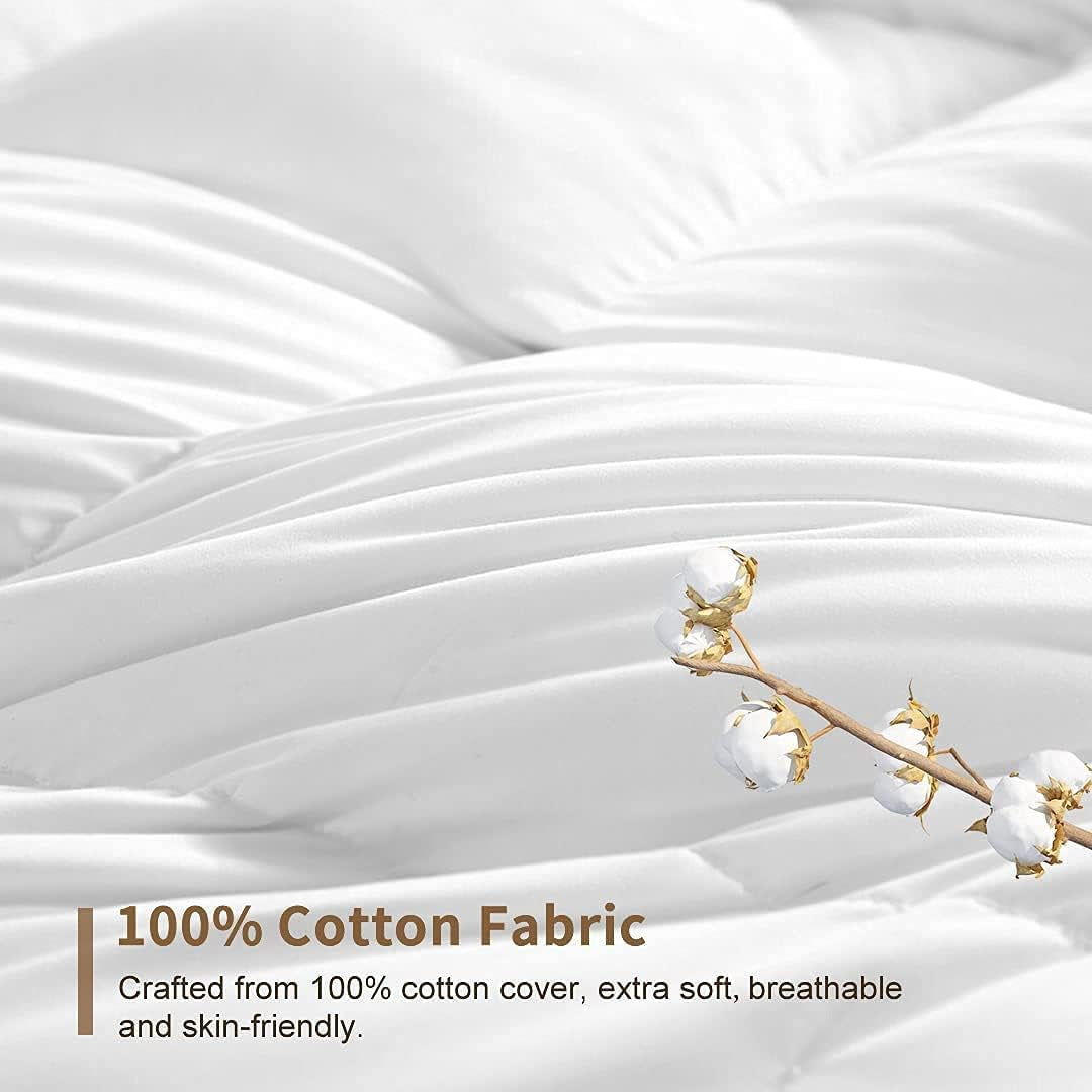Egyptian Cotton Duvets - Luxurious All Seasons - Anit-Allergy Quilts/Duvets Luxury White Cotton Plain Soft Easy Care Duvet Quilt Bedding Set - Ultra Soft - UK Made (4.5 Tog, Double)