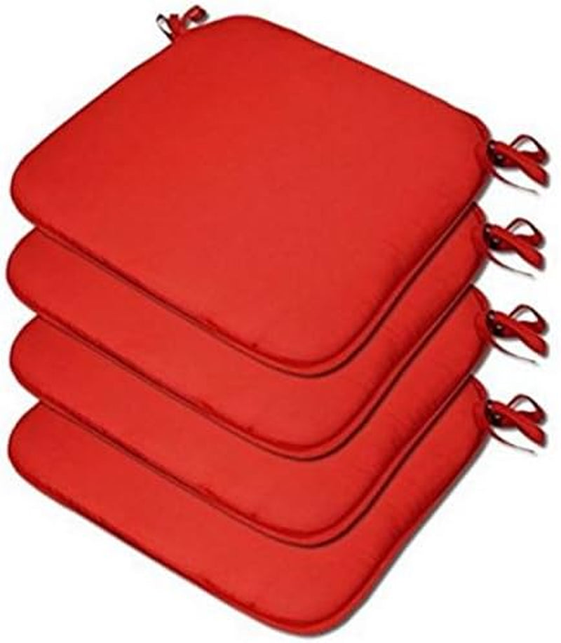 Luxury Garden, Dining Chair Foam Cushions Tie on Seat Pads in Set of 2,4,6 or 8 ~ BRITISH STYLE ~ (Red, PACK of 6)