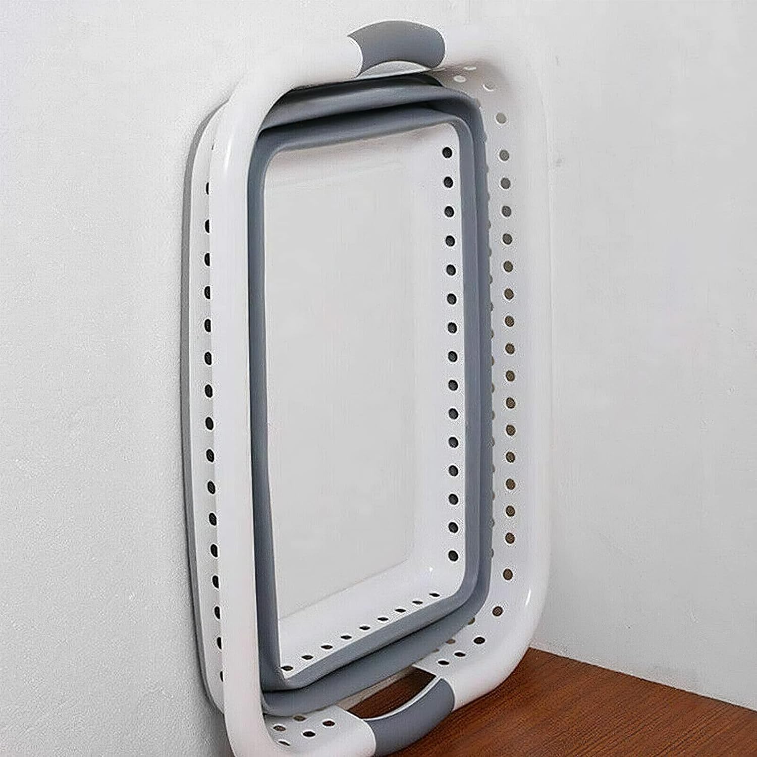 Laundry Basket Collapsible- Washing and Storage Baskets for Clothes- Foldable Laundry Hamper- Plastic Clothes Organiser- Pop up Storage Clothes Basket (Grey)