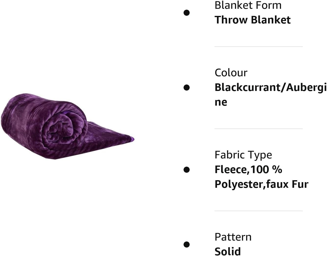 Fleece Faux Fur Roll Mink THROW Throws/Bed Blanket Beautiful Colours (Double, Blackcurrant/Aubergine)