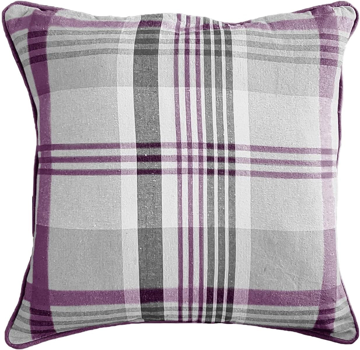 Tartan Check Plaid Design, Tartan Cushion with Covers, Cotton Tartan Scottish Checked Edge Cushion, Striped Decorative Pillowcase for Home Sofa Bedroom Living (Pack of 2) (24X24, Pink)