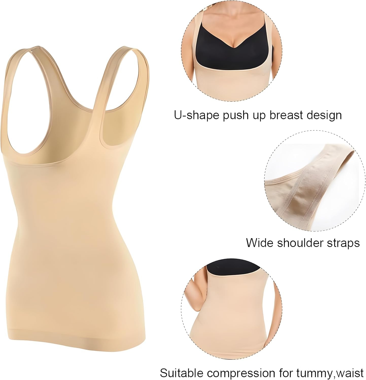 Women'S Open Bust Shapewear Smoothing Vest Seamless Tummy Control Body Compression Shaper Tanks Vest Tops Cami Shaper