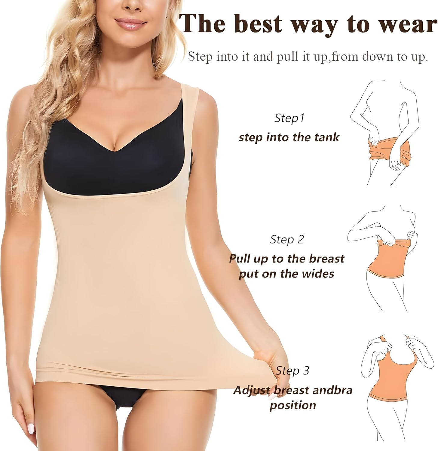 Women'S Open Bust Shapewear Smoothing Vest Seamless Tummy Control Body Compression Shaper Tanks Vest Tops Cami Shaper