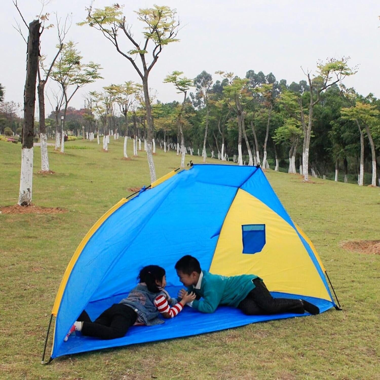 Portable Beach Shelter, Pop up Sun Tent for 2-3 People - Ideal for Outdoor Fun in Garden, Park, Camping, Picnics - Waterproof Canopy Shade with Ground Sheet & Carry Bag