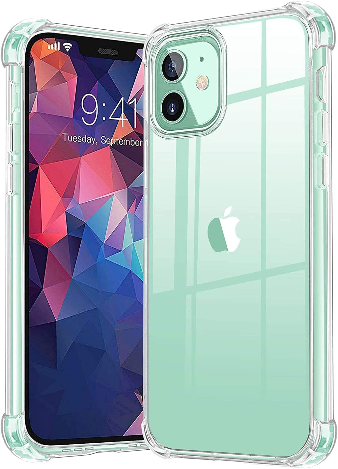 Compatible with Iphone 12 Mini Case 5.74" Crystal Clear Shockproof Soft Silicone Reinforced Corners Transparent TPU Bumper Cover Protective Case - Clear