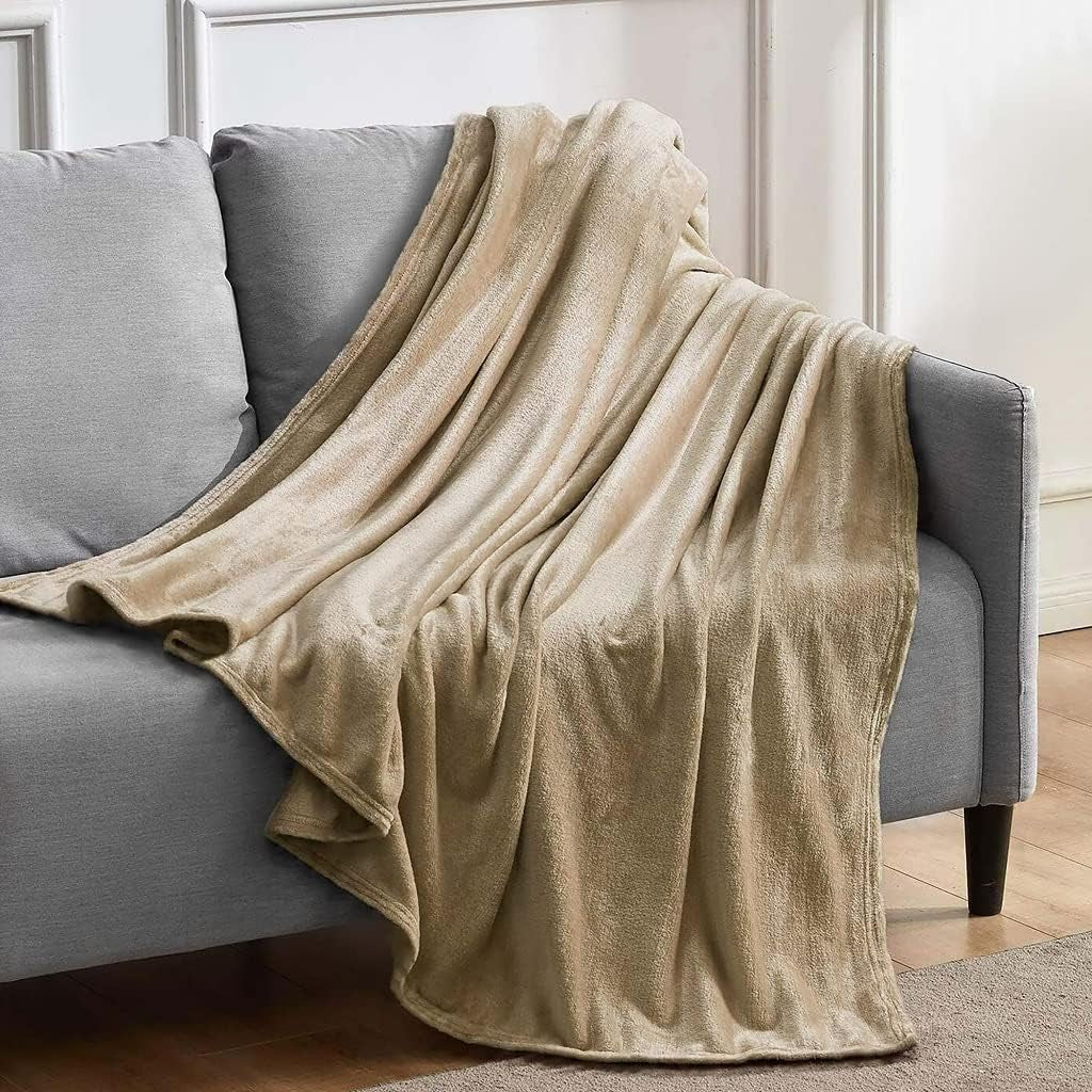 Flannel Fleece Ultra Soft Blanket Throw- for Large Fluffy Warm Bed, Sofa Bedspread, Travel- Warm and Cozy 150X200 (Silver)