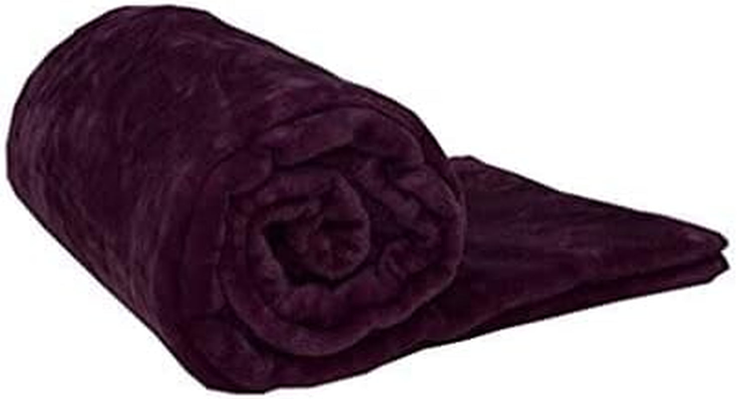 Fleece Faux Fur Roll Mink THROW Throws/Bed Blanket Beautiful Colours (Single, Blackcurrant/Aubergine)