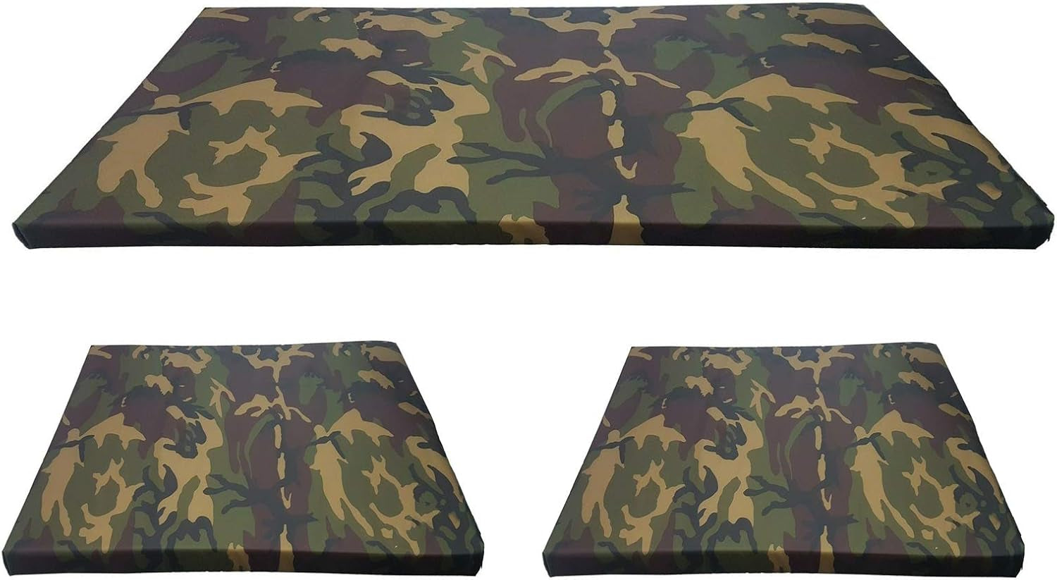 Replacement 3Pc Cushions | Outdoor Seat Cushion Pads for Rattan Furniture | Water Resistant Patio Furniture Chair Padding | Lightweight and Durable (Camouflage)